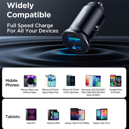 Joyroom CCN05 Mini 30W USB + Type-C Fast Charging Car Adapter