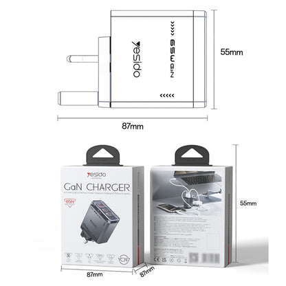 Yesido YC147 65W GaN Charger Fast Charging Power Adapter with Multiple Ports Mechanical Design