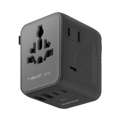 Momax UA27 1-World 2 Dual AC Global Travel Adapter 35W