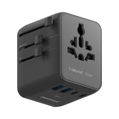 Momax UA27 1-World 2 Dual AC Global Travel Adapter 35W