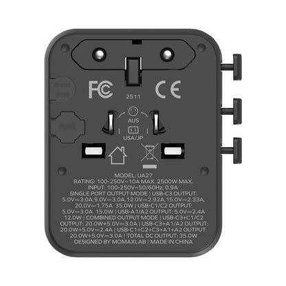 Momax UA27 1-World 2 Dual AC Global Travel Adapter 35W