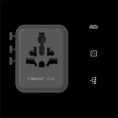 Momax UA27 1-World 2 Dual AC Global Travel Adapter 35W