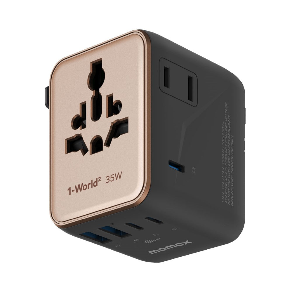 Momax UA27 1-World 2 Dual AC Global Travel Adapter 35W