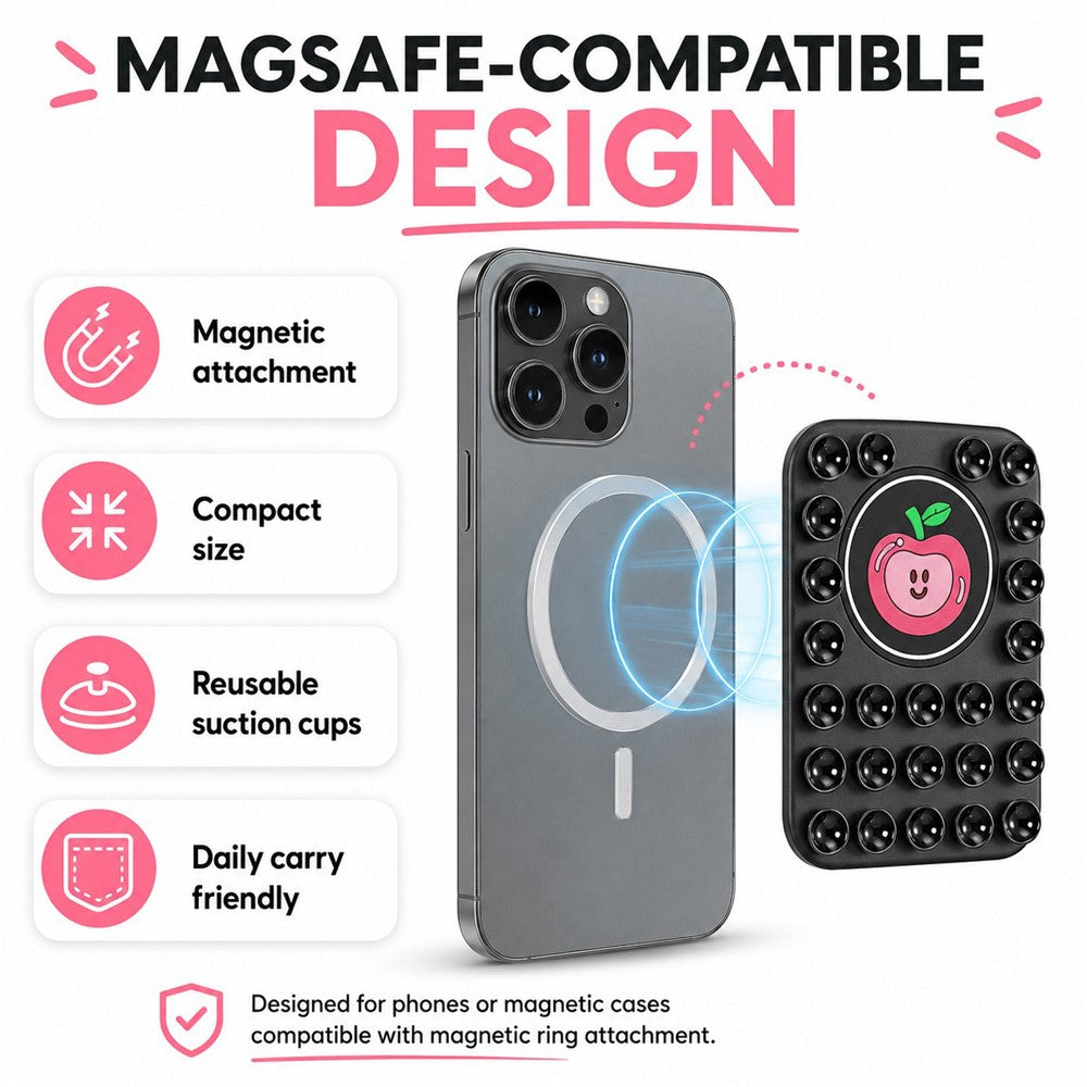 Apple Pattern Magnetic Suction Cup Phone Mount Compatible with MagSafe Case