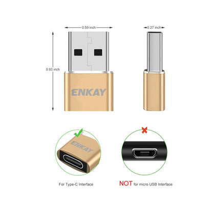 ENKAY HAT PRINCE ENK-AT105 USB Male to Type-C Female Adapter