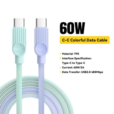 Essager ES-X73 USB-C to USB-C Cable 60W Fast Charging 2M Data Cable Smart Chip Control