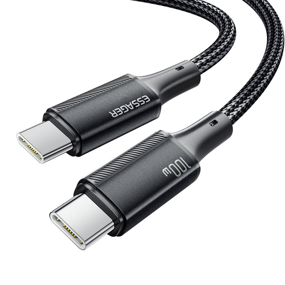 Essager USB-C to USB-C PD 100W 5A Data Cable Nylon Braided Fast Charging Cord - 0.25M