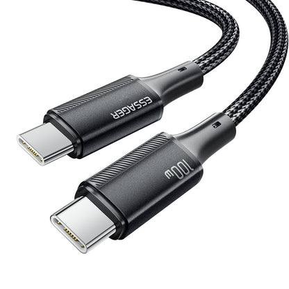 Essager USB-C to USB-C PD 100W 5A Data Cable Nylon Braided Fast Charging Cord - 0.25M