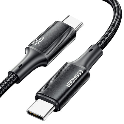 Essager USB-C to USB-C PD 100W 5A Data Cable Nylon Braided Fast Charging Cord - 3M