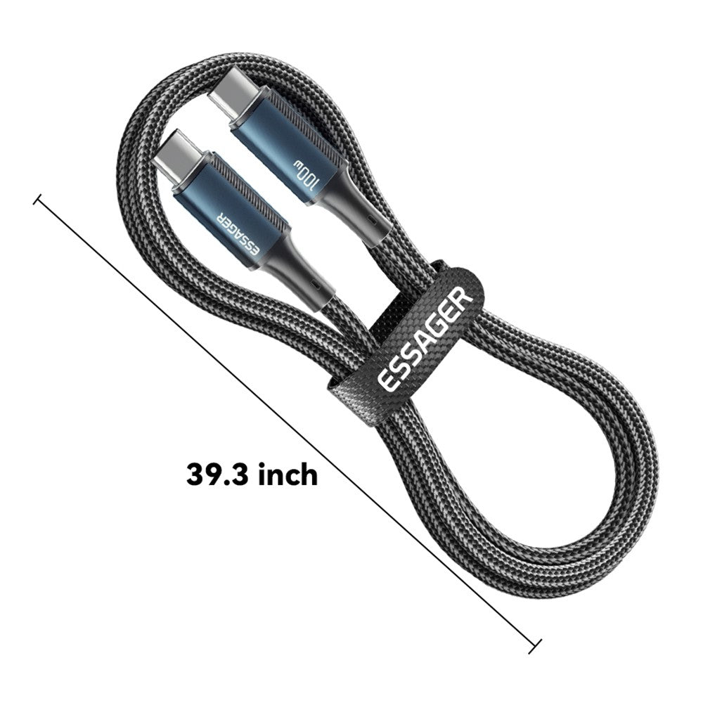 Essager USB-C to USB-C PD 100W 5A Data Cable Nylon Braided Fast Charging Cord - 1M