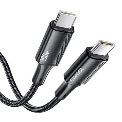 Essager USB-C to USB-C PD 100W 5A Data Cable Nylon Braided Fast Charging Cord - 2M