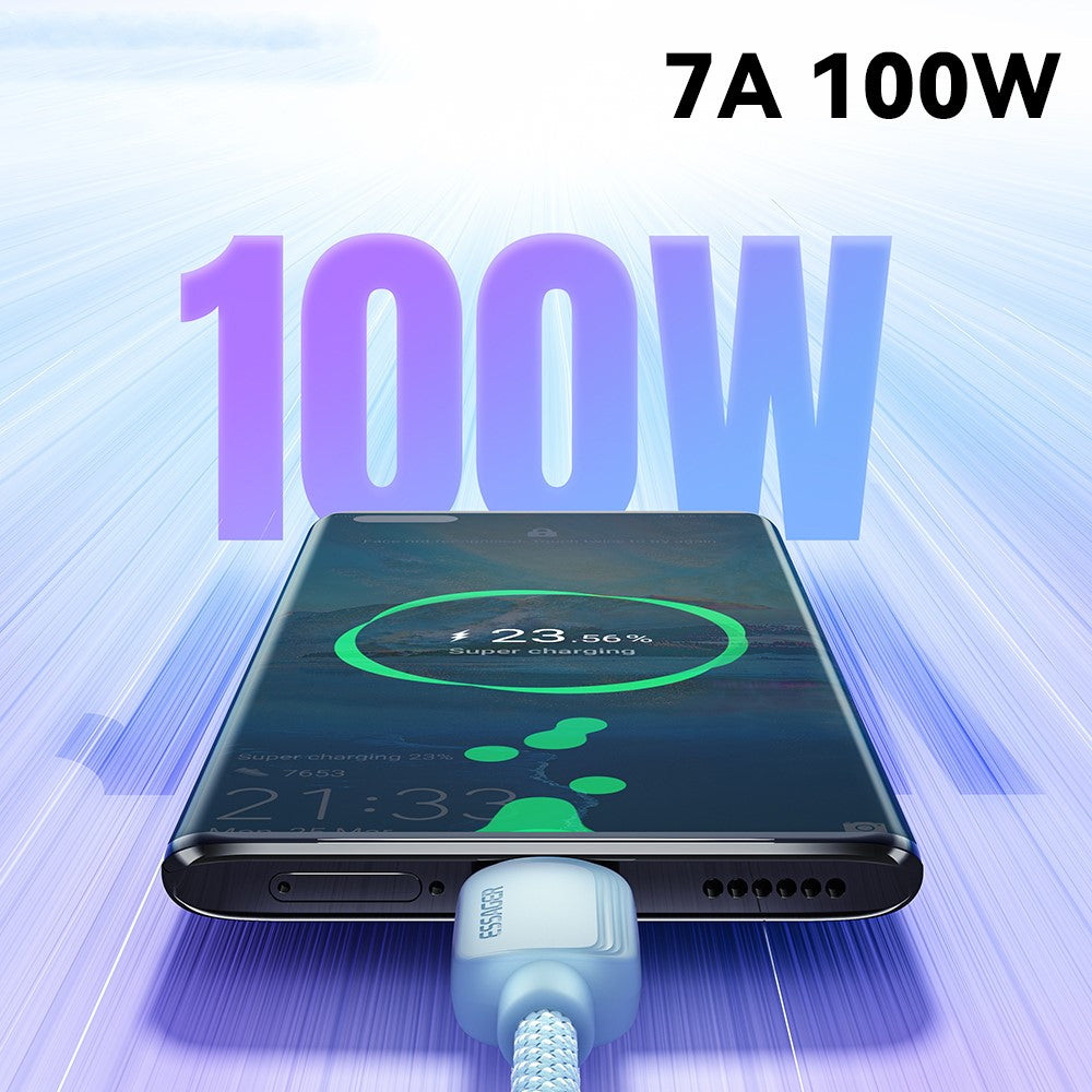 Essager A-C 7A 100W Fast Charging Data Cable USB-A to USB-C Braided TPE Cord - 2M