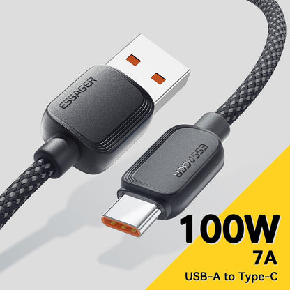 Essager A-C 7A 100W Fast Charging Data Cable USB-A to USB-C Braided TPE Cord - 3M