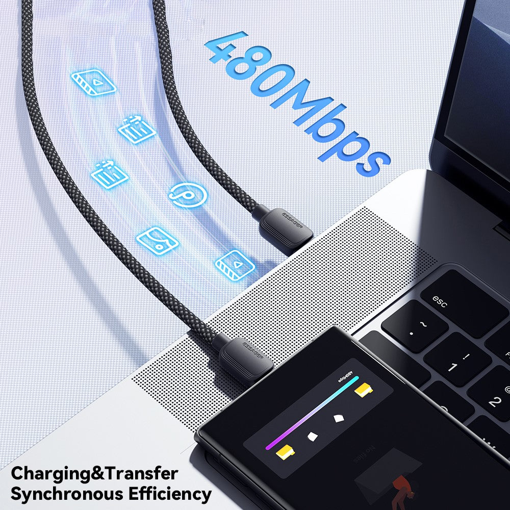 Essager A-C 7A 100W Fast Charging Data Cable USB-A to USB-C Braided TPE Cord - 3M