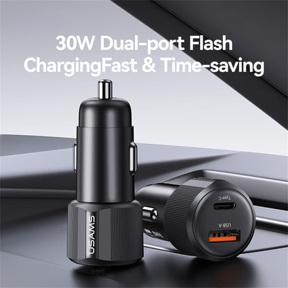 Usams CC283 Car Charger 60W Dual Port USB-A + Type-C Fast Charging