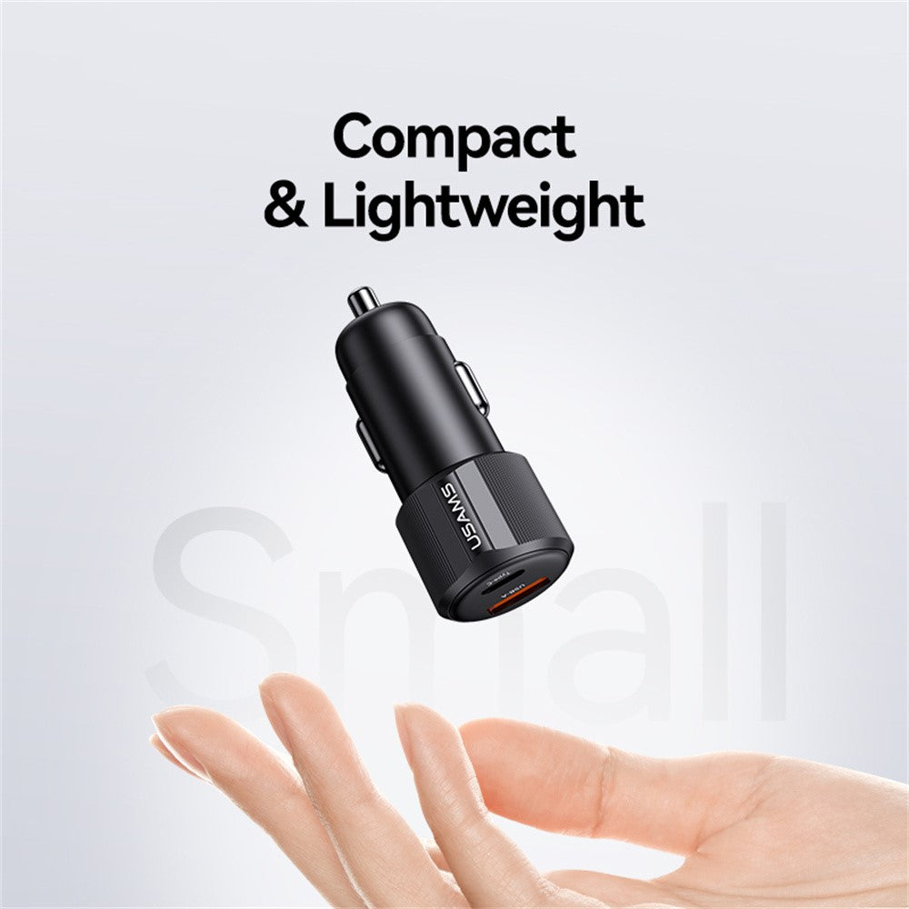 Usams CC283 Car Charger 60W Dual Port USB-A + Type-C Fast Charging