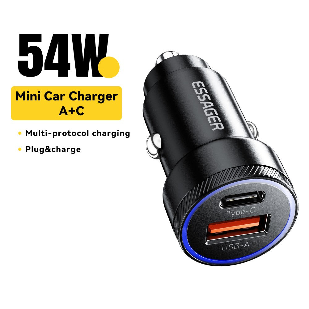 Essager 54W USB-A + USB-C Fast Charging Mini In Car Charger