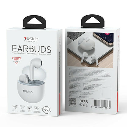 Yesido TWS35 Semi In Ear Bluetooth-compatible White Earbuds
