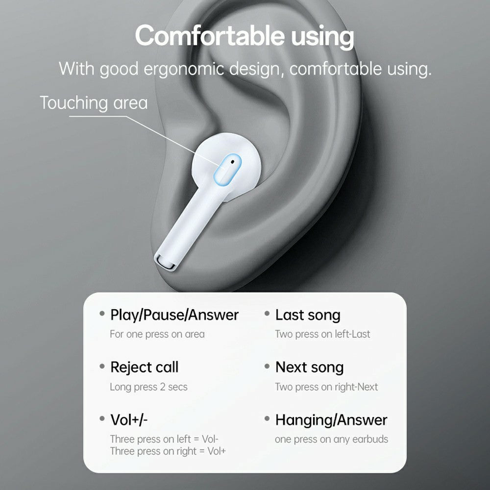 Yesido TWS35 Semi In Ear Bluetooth-compatible White Earbuds