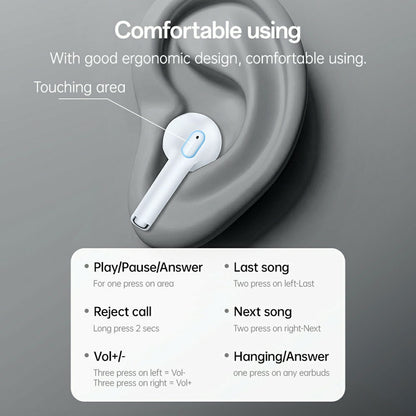 Yesido TWS35 Semi In Ear Bluetooth-compatible White Earbuds