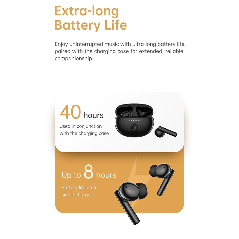 Black Shark T18 TWS Earbuds Wireless Bluetooth-Compatible Black Headphones
