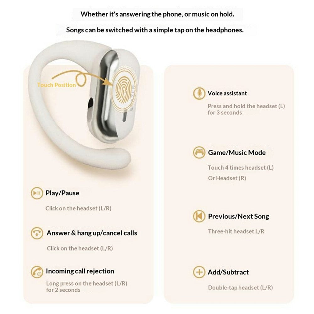 ERAZER ER50 Wireless Clip On Noise Cancelling Open Ear Earphone