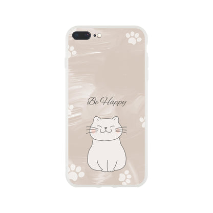 Be Happy Smiling Cat Flexi Case Cover - For iPhone 14 / 13 / 12 / 11 / X / 8 / 7 Series