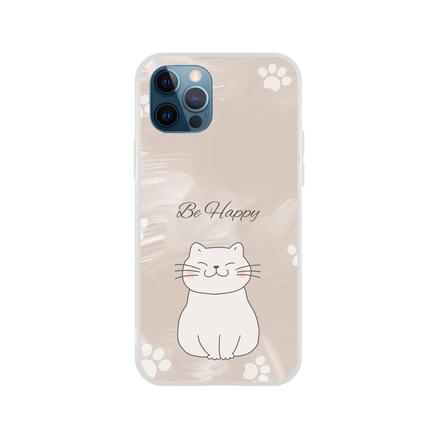 Be Happy Smiling Cat Flexi Case Cover - For iPhone 14 / 13 / 12 / 11 / X / 8 / 7 Series