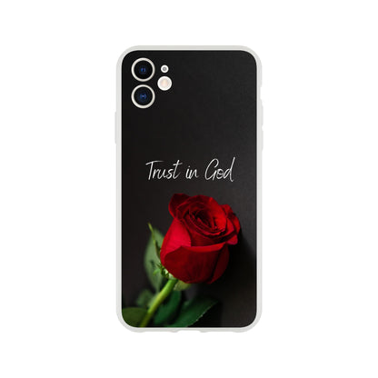 Trust in God Rose Flexi Case Cover - For iPhone 14 / 13 / 12 / 11 / X / 8 / 7 Series