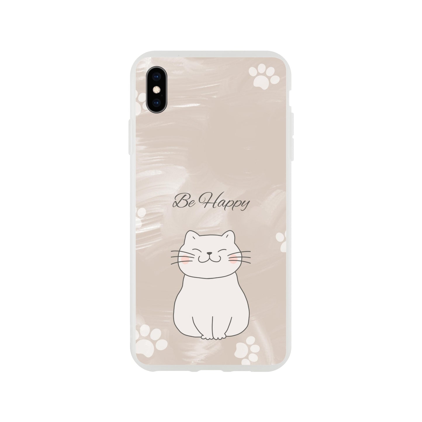 Be Happy Smiling Cat Flexi Case Cover - For iPhone 14 / 13 / 12 / 11 / X / 8 / 7 Series