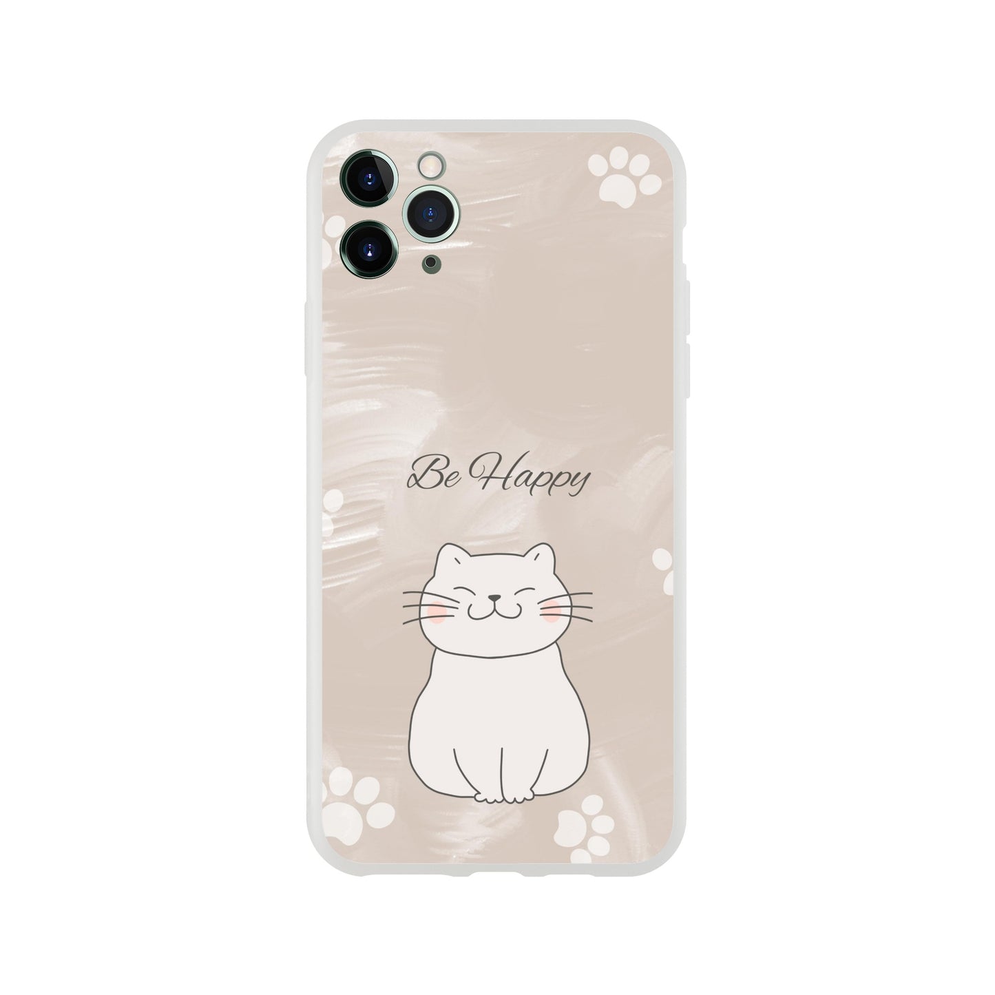 Be Happy Smiling Cat Flexi Case Cover - For iPhone 14 / 13 / 12 / 11 / X / 8 / 7 Series