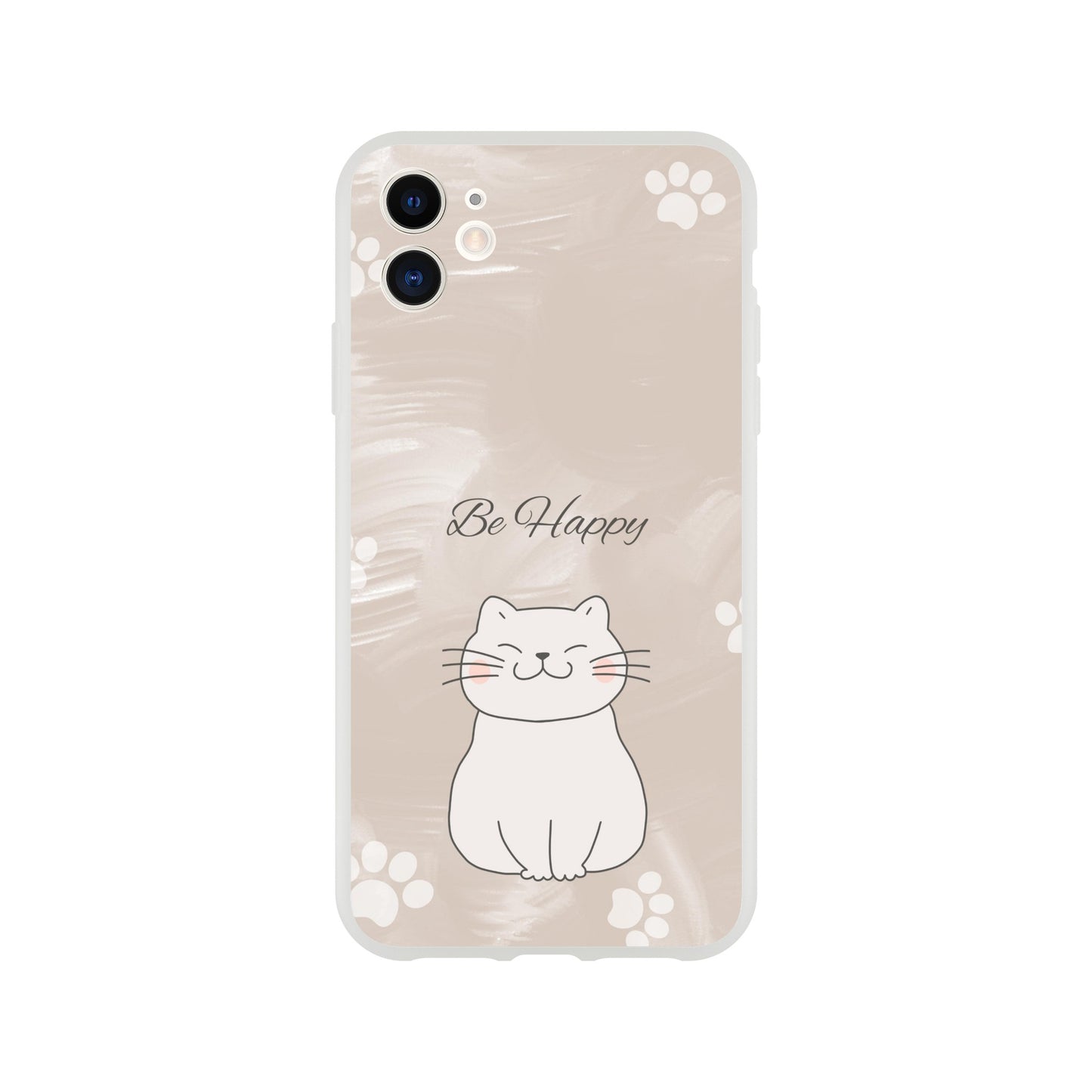 Be Happy Smiling Cat Flexi Case Cover - For iPhone 14 / 13 / 12 / 11 / X / 8 / 7 Series