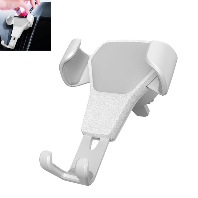 Litchi Texture Gravity Car Mount White Phone Holder - MosAccessories.co.uk