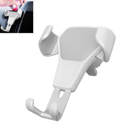 Litchi Texture Gravity Car Mount White Phone Holder - MosAccessories.co.uk