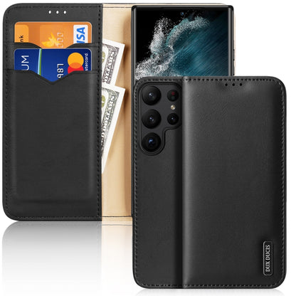 Dux Ducis Hivo Series Cowhide Texture Leather Black Phone Case - For Samsung Galaxy S23 Ultra - MosAccessories.co.uk