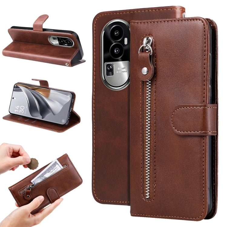Fashion Calf Texture Zipper PU Leather Phone Case - For Oppo A58 4G / Reno10 / Reno10 Pro / A78 4G / Find X8 Pro
