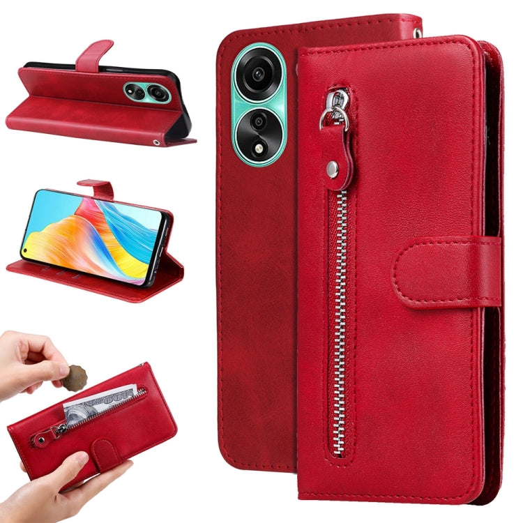 Fashion Calf Texture Zipper PU Leather Phone Case - For Oppo A58 4G / Reno10 / Reno10 Pro / A78 4G / Find X8 Pro