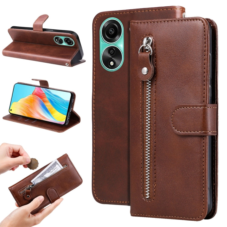 Fashion Calf Texture Zipper PU Leather Phone Case - For Oppo A58 4G / Reno10 / Reno10 Pro / A78 4G / Find X8 Pro