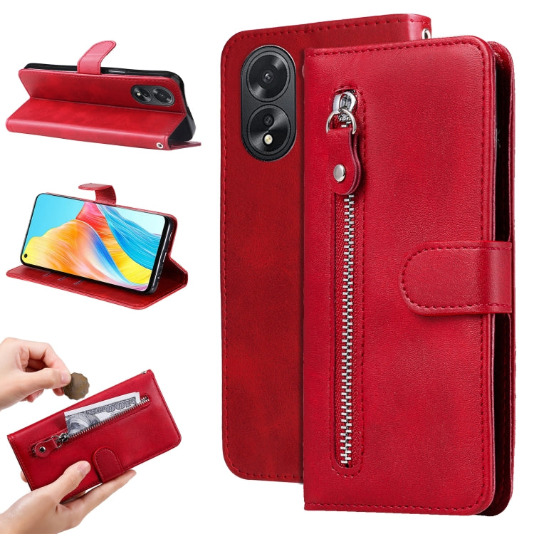 Fashion Calf Texture Zipper PU Leather Phone Case - For Oppo Reno11 F / F25 Pro / Reno11 / A59 / A2m / A38 4G / A18 4G