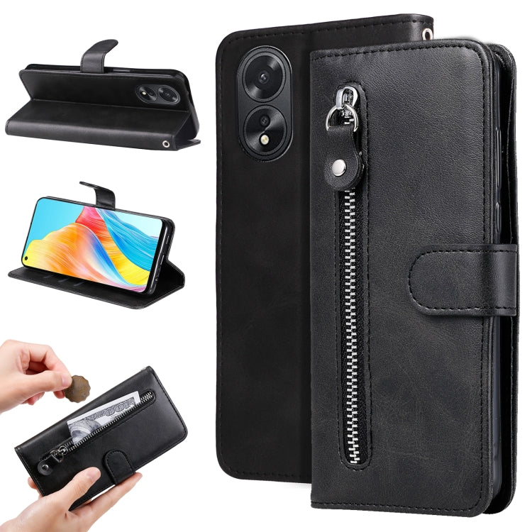Fashion Calf Texture Zipper PU Leather Phone Case - For Oppo Reno11 F / F25 Pro / Reno11 / A59 / A2m / A38 4G / A18 4G