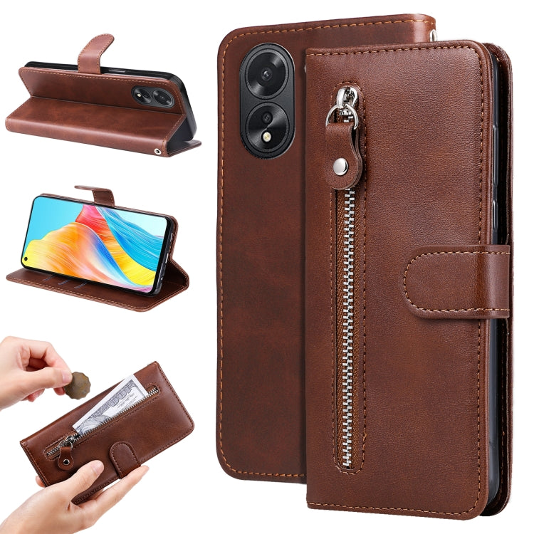 Fashion Calf Texture Zipper PU Leather Phone Case - For Oppo Reno11 F / F25 Pro / Reno11 / A59 / A2m / A38 4G / A18 4G