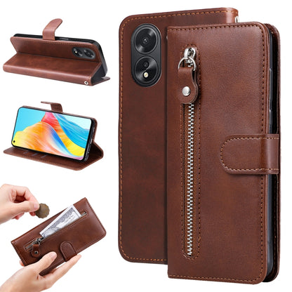 Fashion Calf Texture Zipper PU Leather Phone Case - For Oppo Reno11 F / F25 Pro / Reno11 / A59 / A2m / A38 4G / A18 4G