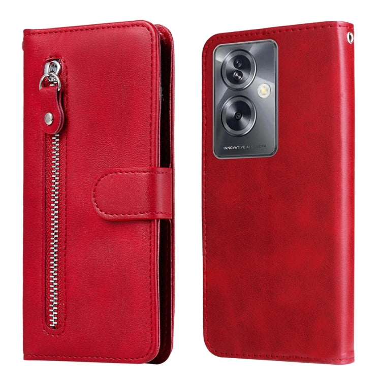 Fashion Calf Texture Zipper PU Leather Phone Case - For Oppo A79 5G
