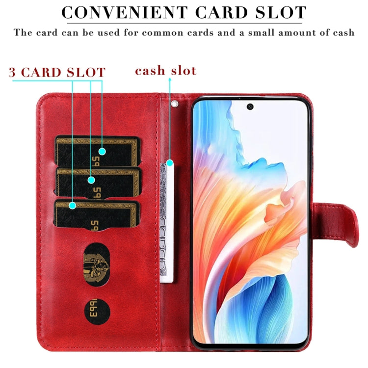 Fashion Calf Texture Zipper PU Leather Phone Case - For Oppo A79 5G