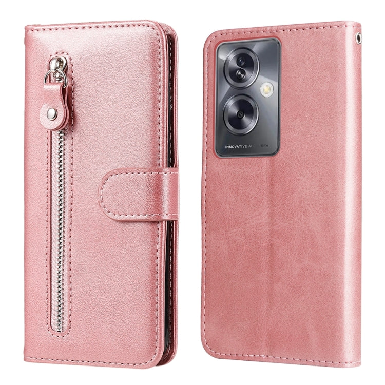 Fashion Calf Texture Zipper PU Leather Phone Case - For Oppo A79 5G