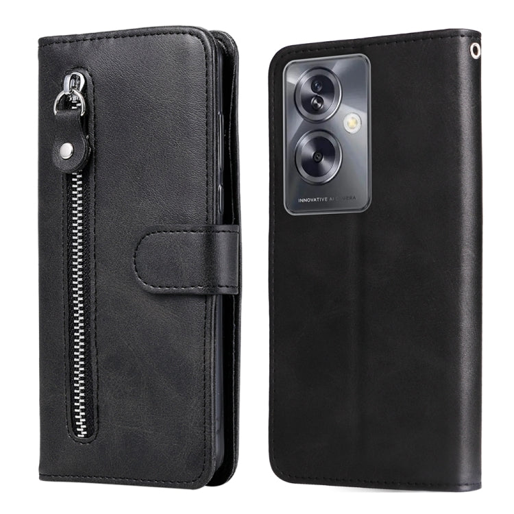 Fashion Calf Texture Zipper PU Leather Phone Case - For Oppo A79 5G
