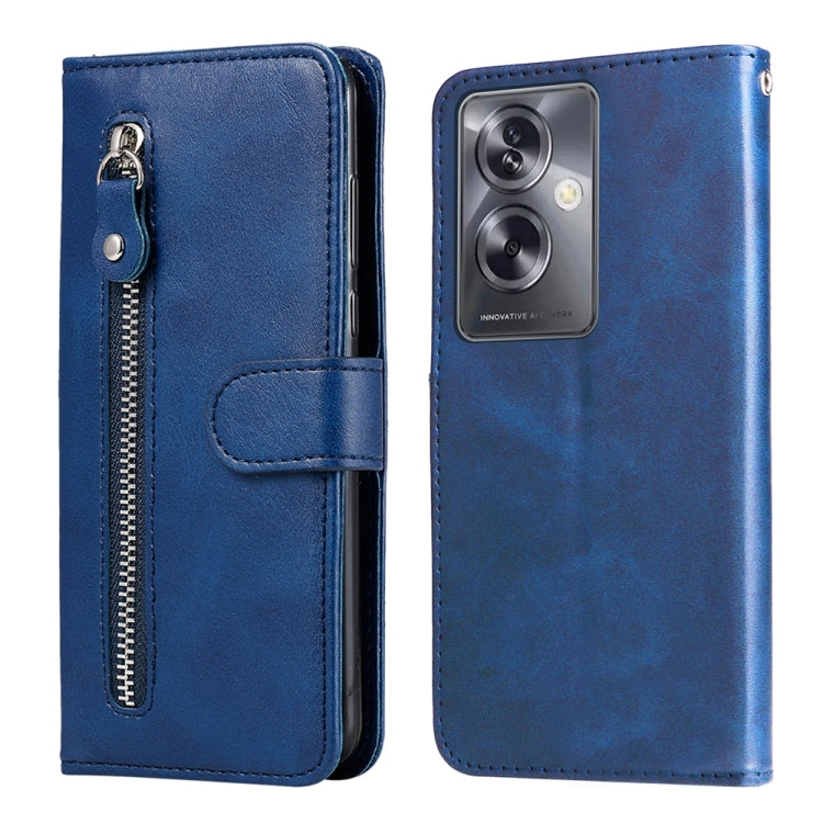Fashion Calf Texture Zipper PU Leather Phone Case - For Oppo A79 5G