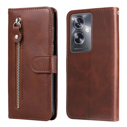 Fashion Calf Texture Zipper PU Leather Phone Case - For Oppo A79 5G