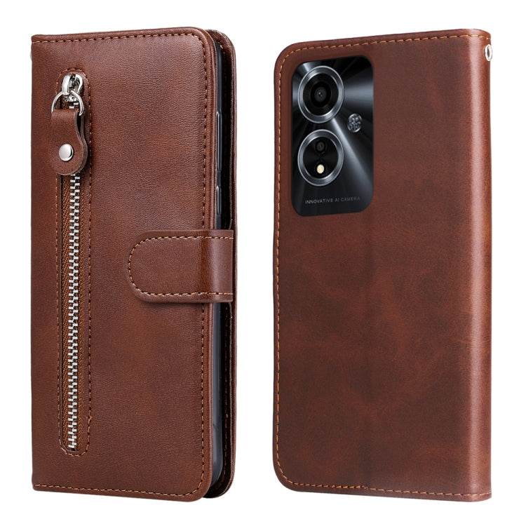 Fashion Calf Texture Zipper PU Leather Phone Case - For Oppo Reno11 F / F25 Pro / Reno11 / A59 / A2m / A38 4G / A18 4G