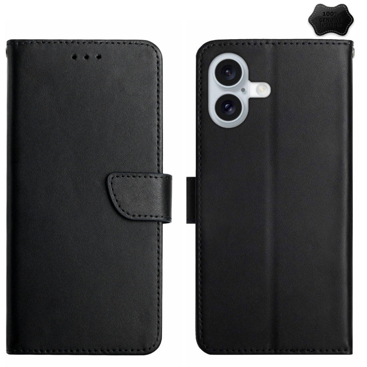 Genuine Leather Fingerprint-proof Flip Phone Case - For iPhone 16 / 15 Series